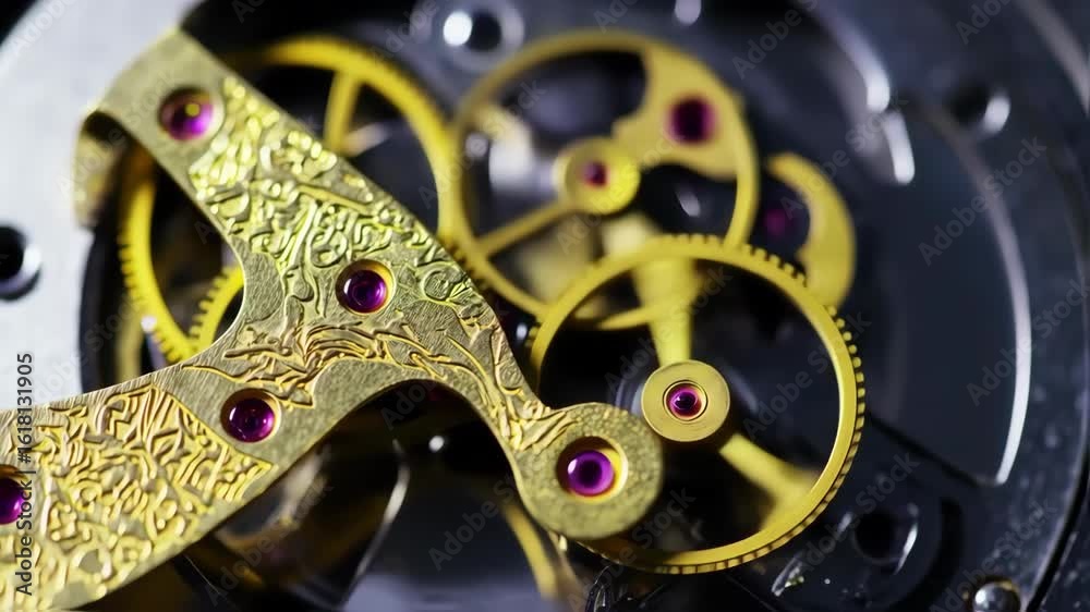 Close-up of intricate clockwork mechanism