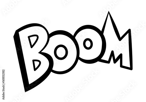 Doodle hand drawn text boom comic text design vector art illustration