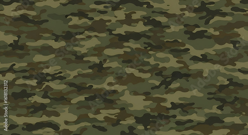 Detailed camouflage pattern in shades of green and brown.