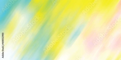 Watercolor background with diagonal brushstrokes in a bright and cheerful palette of yellow turquoise and pastel pinks representing spring