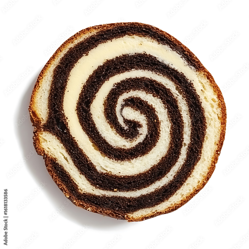 Fototapeta premium Spiral Swirl Cake Slice with Contrasting Layers