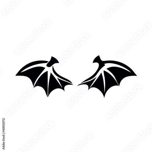 Black bat wings with pointed tips and segmented membranes demon wings gothic