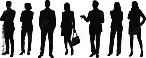 Silhouetted Business Professionals in Confident and Conversational Poses Reflecting Leadership, Communication, Lifestyle, Corporate Teamwork, and Career Success