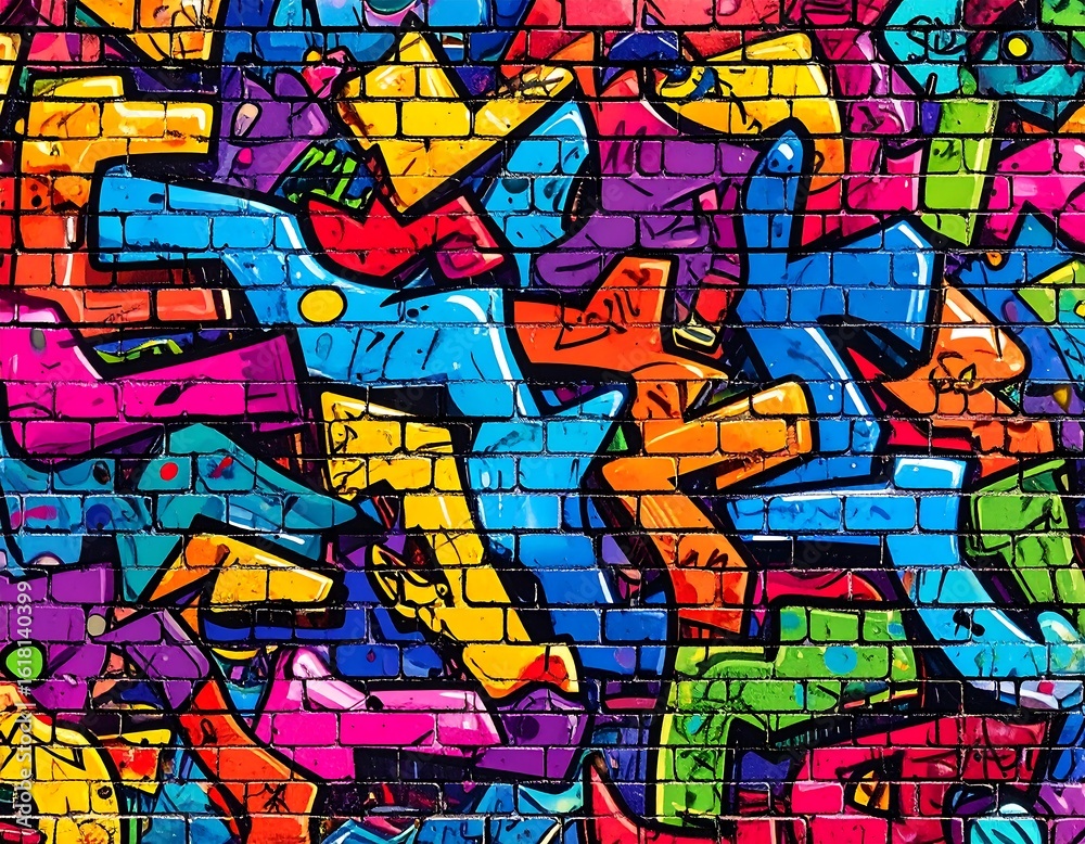 Obraz premium Vibrant graffiti art on a brick wall