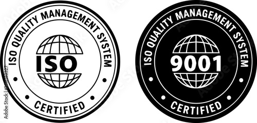 ISO 9001 Certified Logo for Corporate Materials, can be used as an ISO 9001 certified logo to demonstrate commitment to international quality standards on business materials.