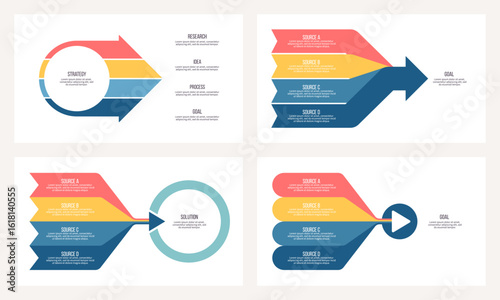 Business infographic template. Arrow chart with four options, steps. Vector chart.
