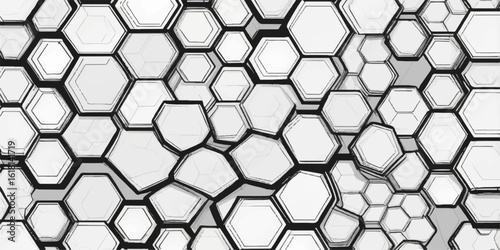 Seamless hexagon honeycomb pattern with geometric texture and abstract black and yellow background design