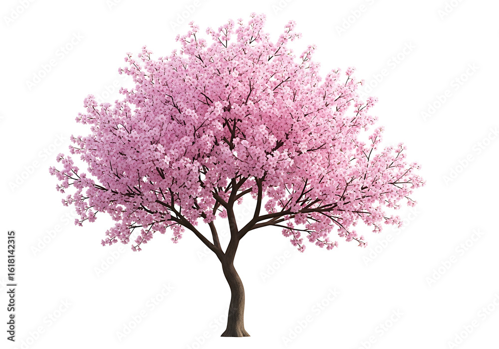 Fototapeta premium A blossoming cherry tree against a black background.