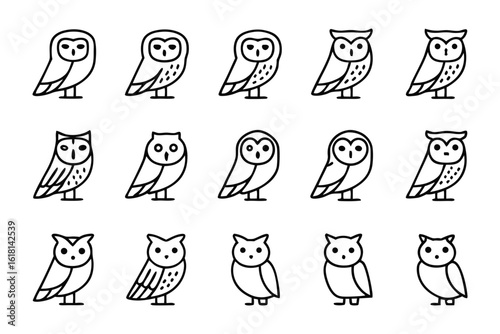 Owl Collection: A carefully curated collection of stylized owls, showcasing the diverse interpretations of the wise avian across a variety of graphic design styles.