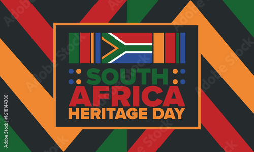 Wallpaper Mural South Africa Heritage Day. Happy holiday. Celebrate culture and traditions of nation. South African flag. Poster with illustration. Pattern design. Vector Torontodigital.ca