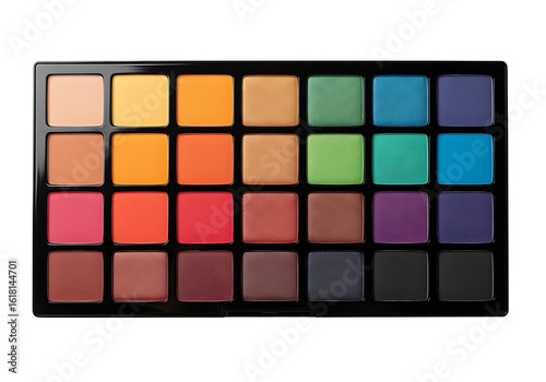 Colorful eyeshadow palette with various shades.
