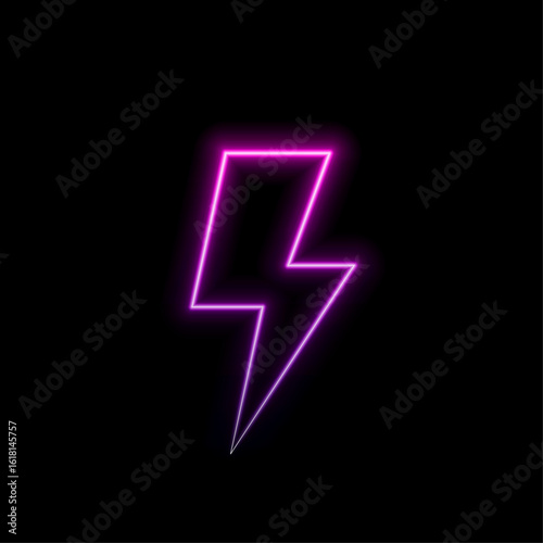 Lightning Neon Label. Vector Illustration of Trendy Promotion.