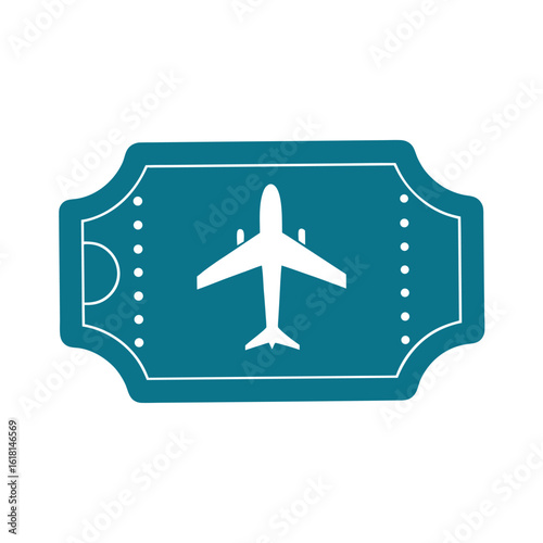 Vector art of teal airplane ticket isolated