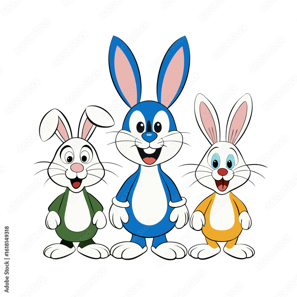 Obraz premium Cute Bunny Family Cartoon Animal Vector for Kids Posters, Books & Mascot Designs | Clean Editable File