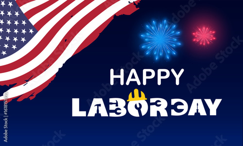 Happy Labor Day USA Celebration with Fireworks and Tools Design