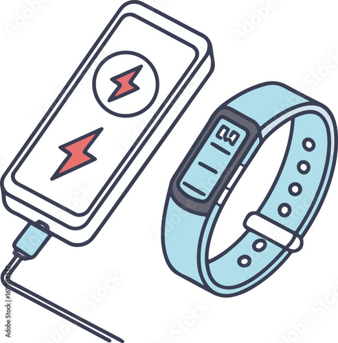 Smart Fitness Watch with Charger Illustration – Modern Wearable Technology