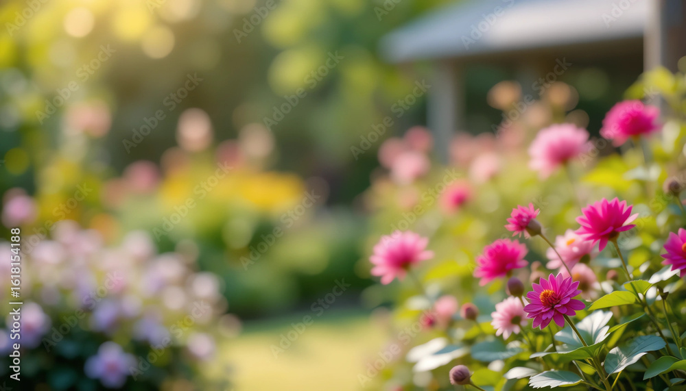 Obraz premium Blurred garden background with bokeh, sunny lighting Background Very sellable