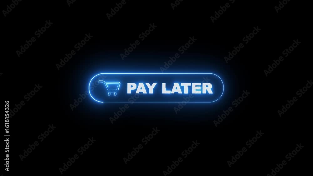pay later button icon animation. Buy now pay later button shows flexible payment. pay later button prompts quick action. e-commerce websites and advertisement promotions.