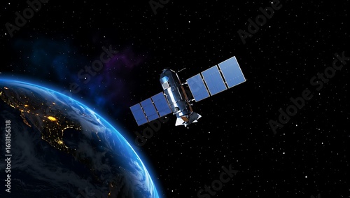 Satellite Orbiting Earth Capturing Signals for Global Communication and Technological Advancement Exploring the Universe and Advancing Scientific Knowledge