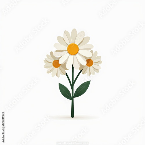 Wallpaper Mural Delicate Paper Daisies with Orange Centers Torontodigital.ca