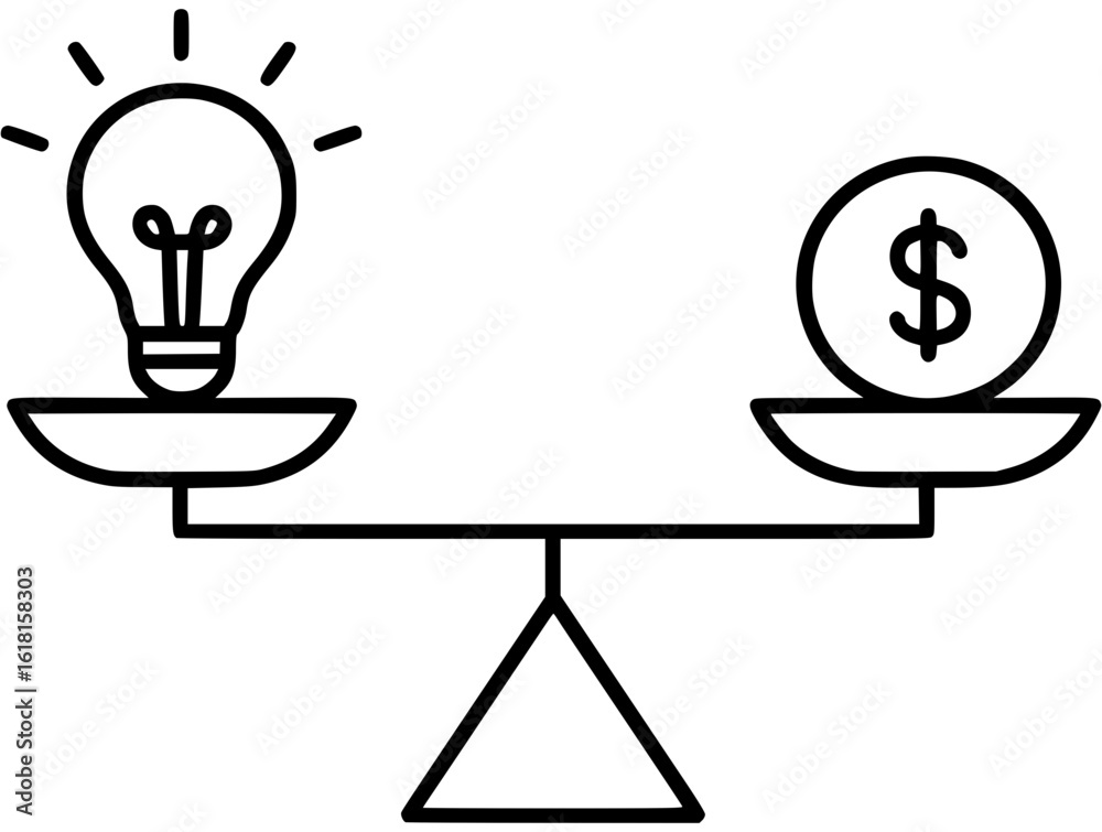 Fototapeta premium Balanced Business Scale Icon Fairness Stability Concept for Corporate Finance and Ethical Management