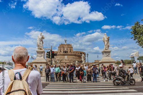Historic Roman Bridge of Angels Leading to Hadrian's Mausoleum