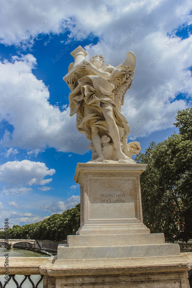 Obraz premium Marble Sculpture of an Angel in Sunlight, Italy. Ponte Sant'Angelo Angels