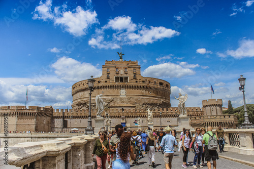 Historic Roman Bridge of Angels Leading to Hadrian's Mausoleum