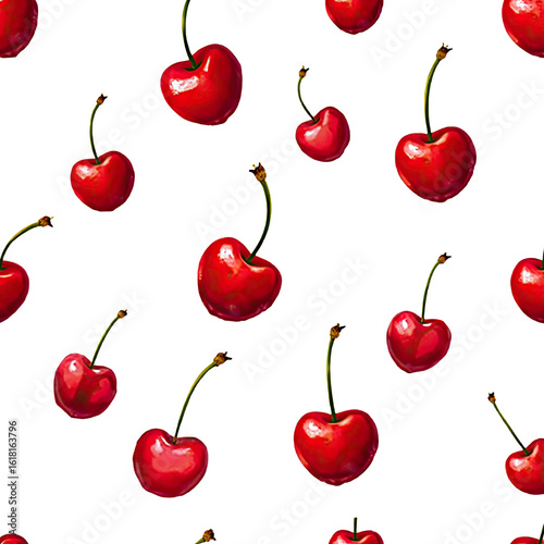 Vibrant Red Cherries Seamless Pattern
