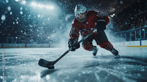 ice hockey player skating on stadium