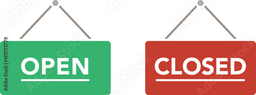 開店と閉店の看板アイコンセット
