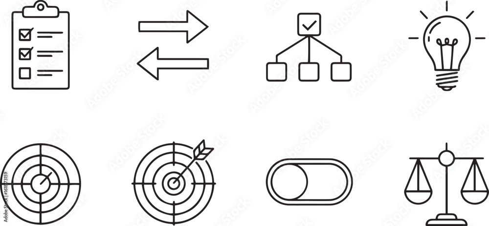 Fototapeta premium Decision & Choice Line Icons Set