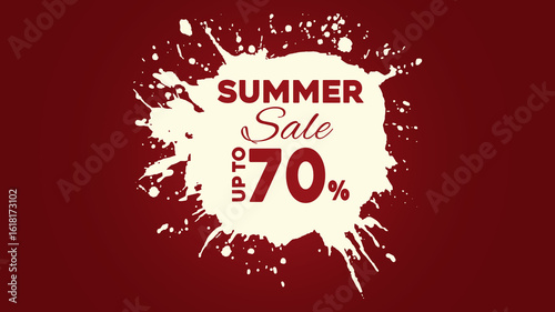 Summer sale up to 70% banner in trendy bright color with Paint Stroke . Season promotion illustration.