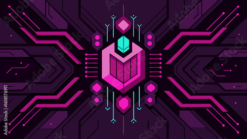 futuristic motherboard layout magenta
