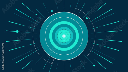 cyan blue radiant burst center concentric