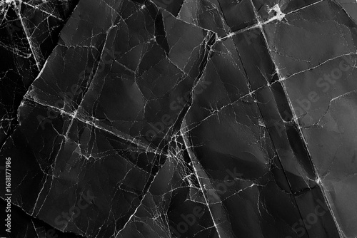 Quadro em tela Torn pieces of black worn scuffed grunge cardboard