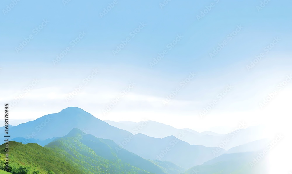 Naklejka premium Misty layered mountains in soft light