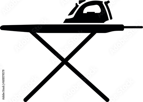 Ironing board with steam iron silhouette