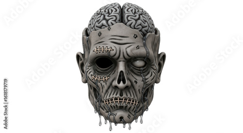 Isolated Creepy zombie head