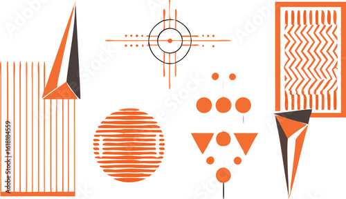 Abstract Minimal Mid-Century Vector Art – Retro Geometric Shapes, Earth Tones, Vintage Modern Wall Decor, Boho Scandinavian Style for Interior, Print, and Design Use