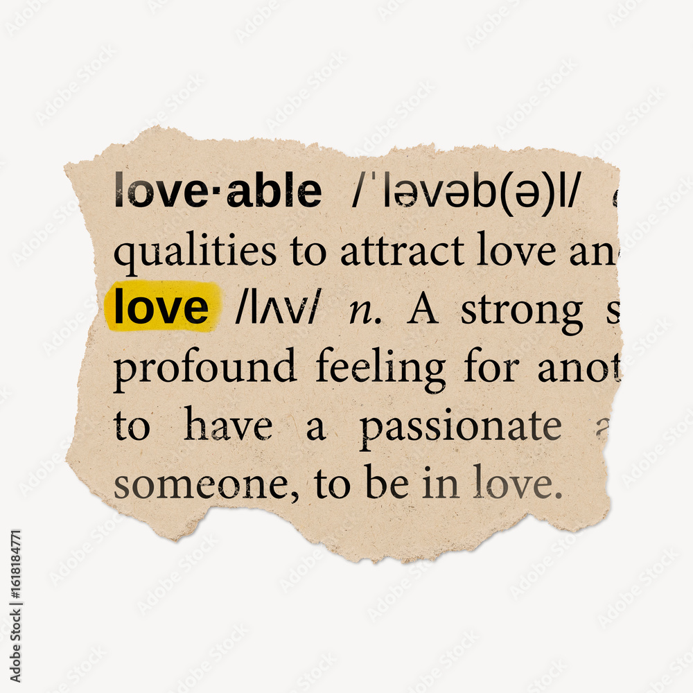 Love dictionary ephemera collage element Love dictionary ephemera collage element