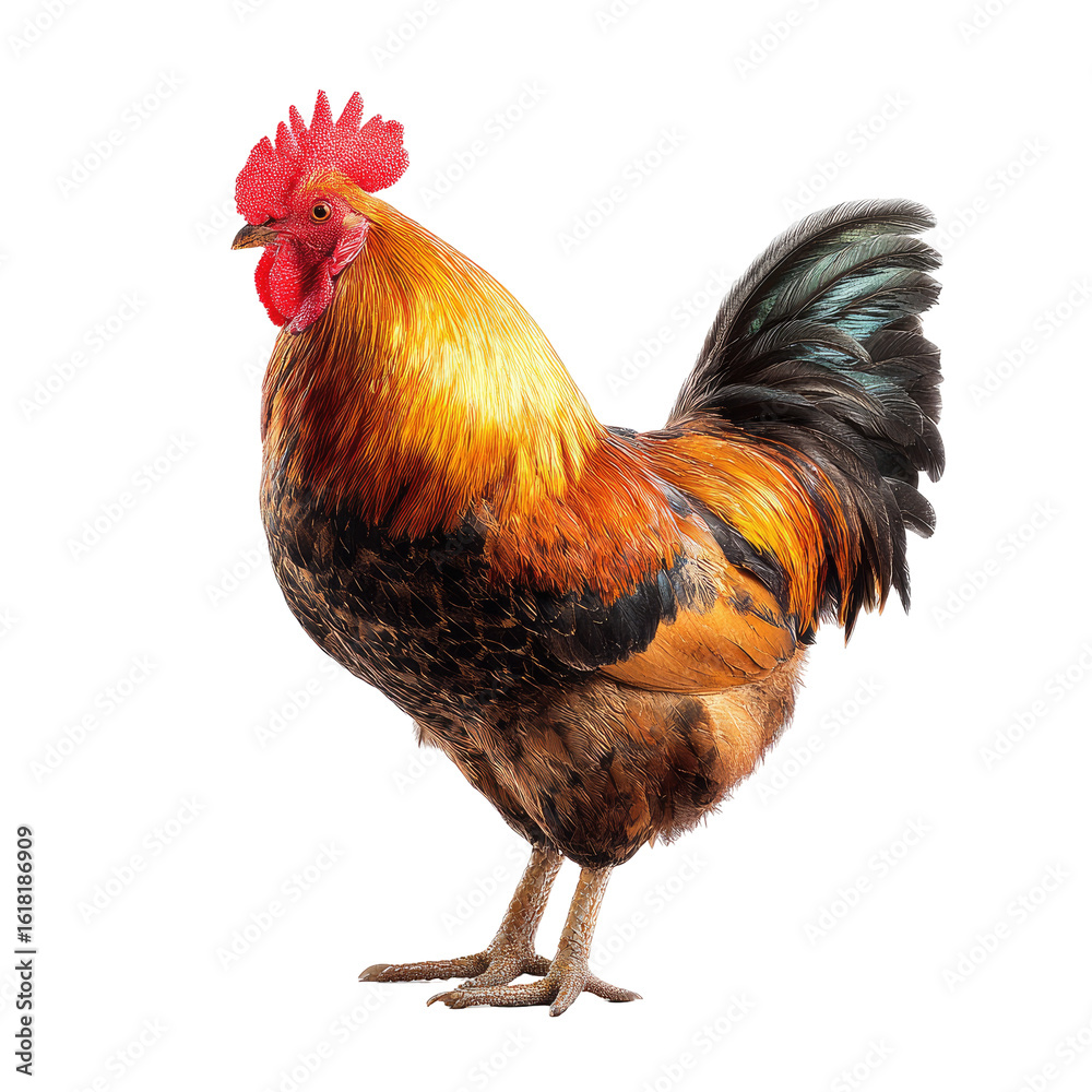 Fototapeta premium Rooster, colorful plumage, standing pose