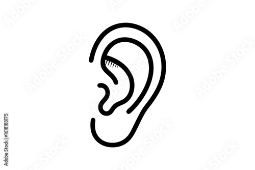 Simple Line Drawing of a Human Ear Outline Icon