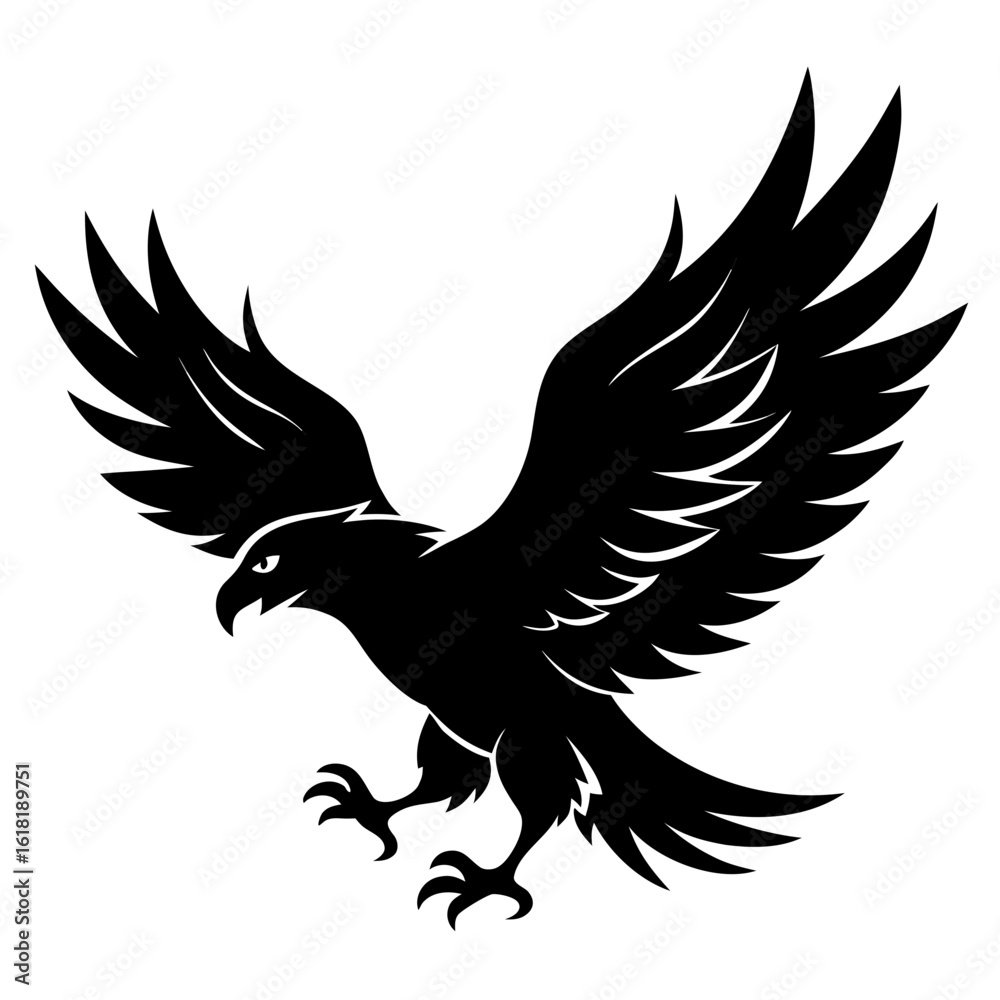 Obraz premium Eagle Silhouette Vector Minimalist Bold Bird Graphic for Logo & Emblem Design