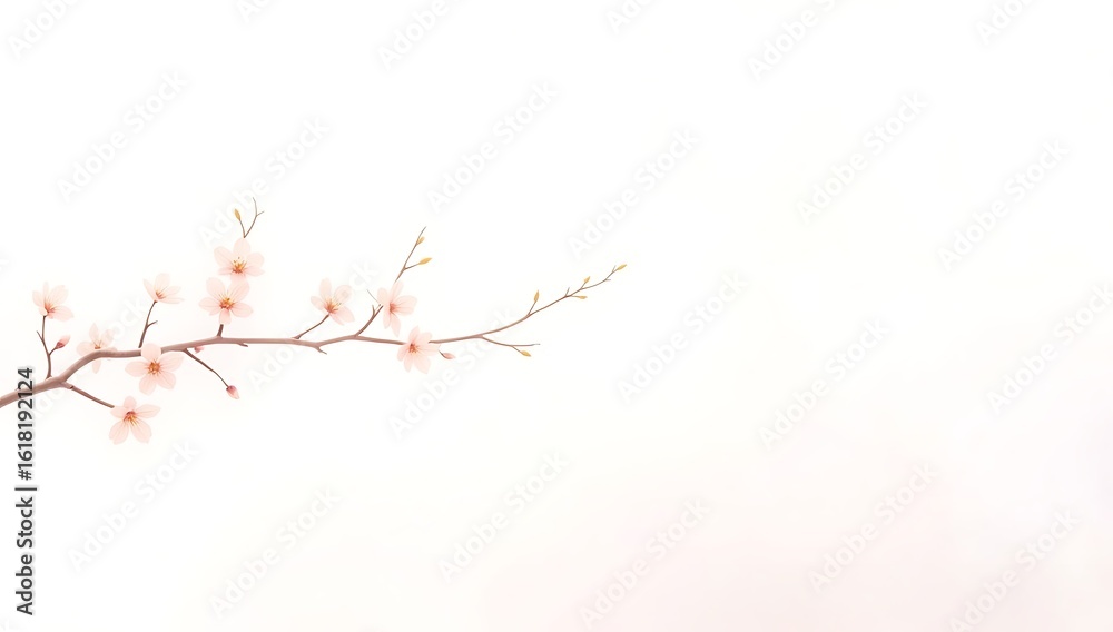 Obraz premium Delicate cherry blossom branch with soft pink flowers in silhouette