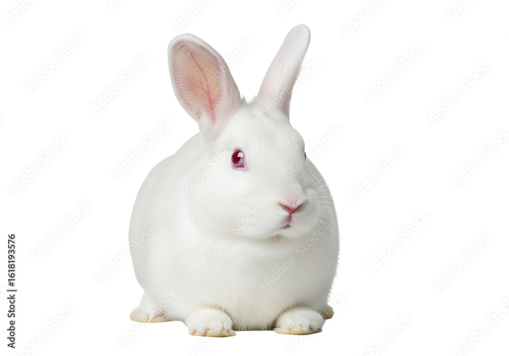 Fototapeta premium A white rabbit with prominent ears.