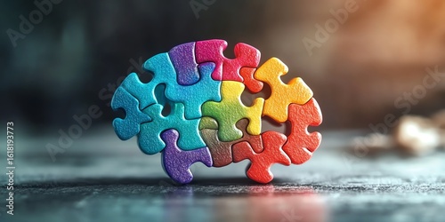 Abstract colorful brain puzzle