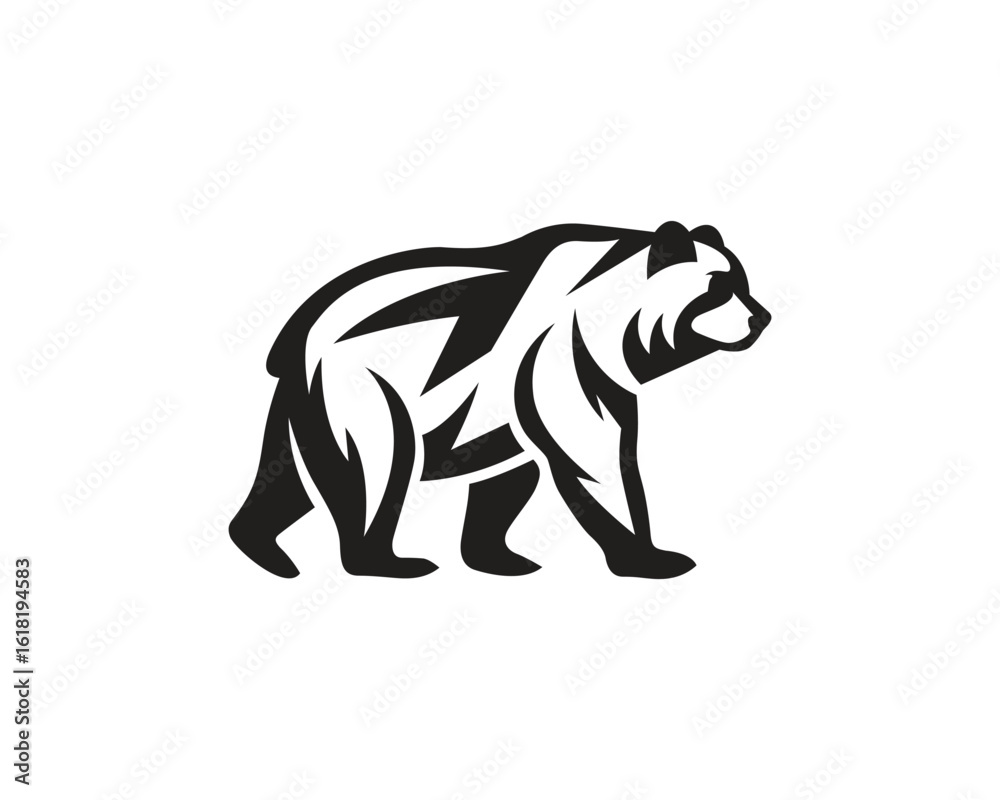 Fototapeta premium Vector silhouette illustration of a bear walking