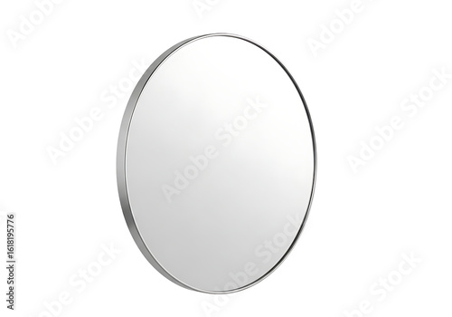 Round wall mirror with a thin frame.