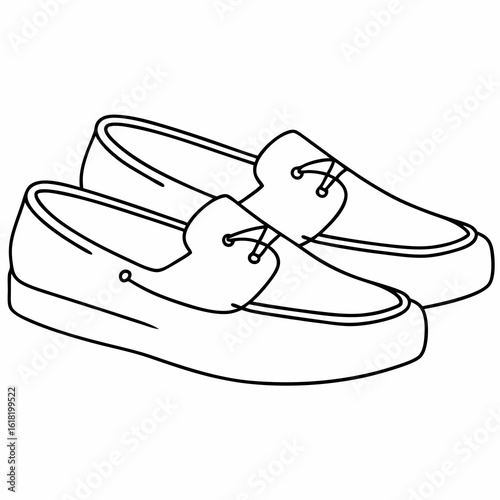 Line art drawing of two boat shoes on a white background deck shoes footwear